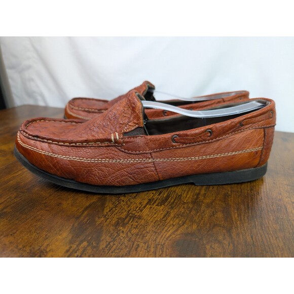 Genuine Ostrich Leather Loafers Men\'s Brown Exotic Slip-On Made In Mexico Sz 12 main image 12